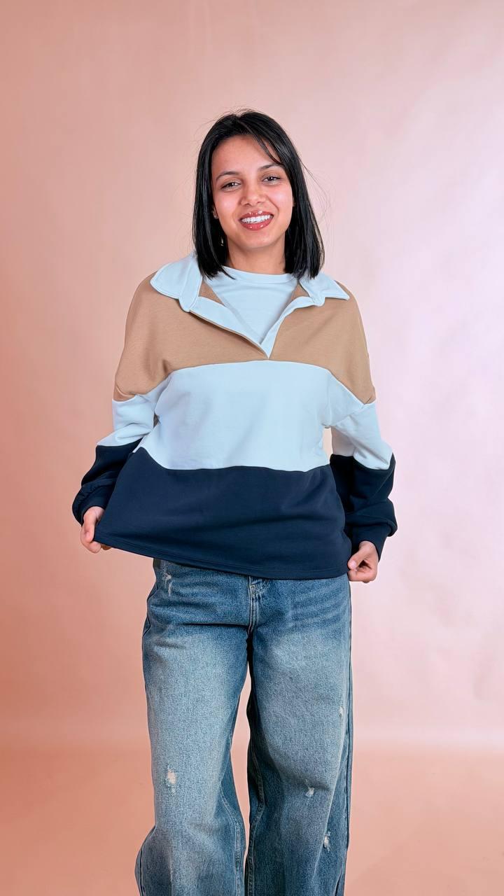 HAVE ONE Polo rigata FVS-Q034 BEIGE/BIANCO/BLU 