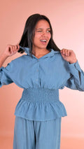 HAVE ONE Camicia con elastico in vita CMA-Q242 DENIM 