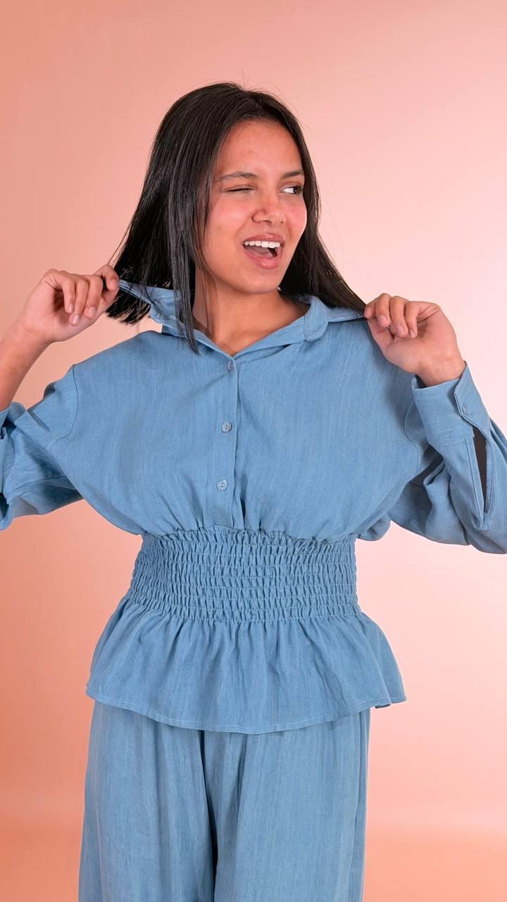 HAVE ONE Camicia con elastico in vita CMA-Q242 DENIM 