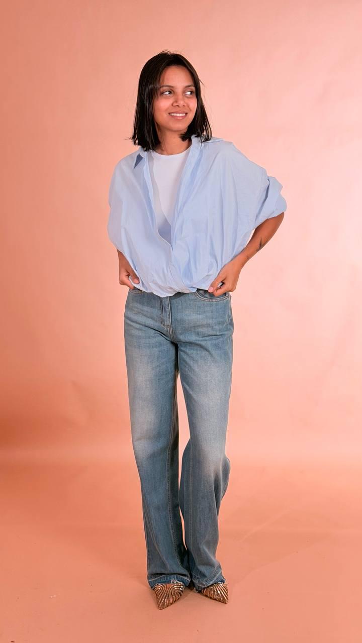 LEVA Camicia palloncino CHF8683 AZZURRO 