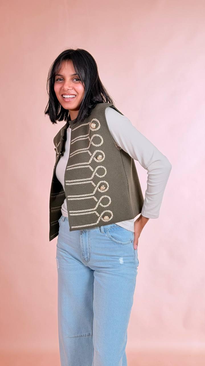 MOTEL Gilet napoleone P6HMG21A414 VERDE 