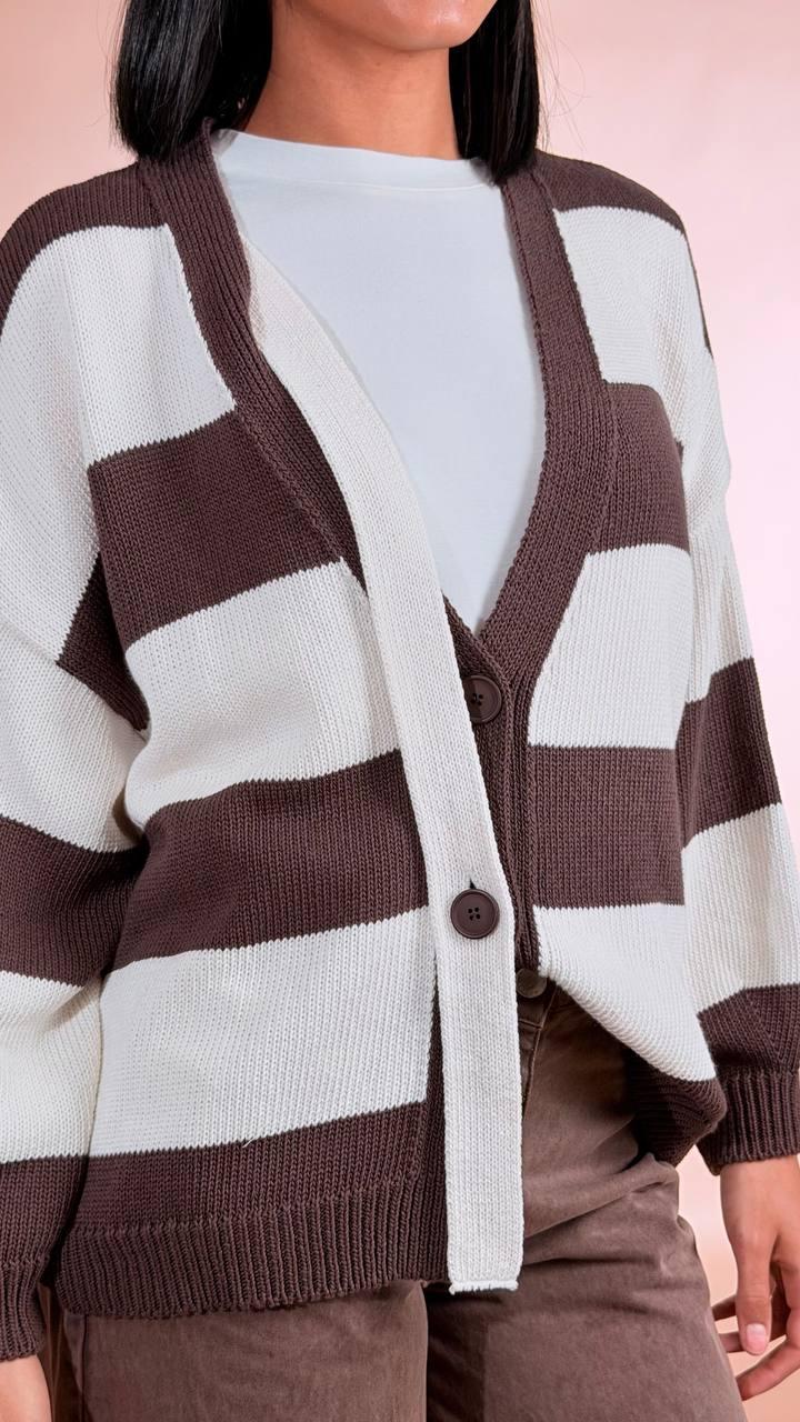 HAVE ONE Cardigan rigato MFP-Q084 MORO 