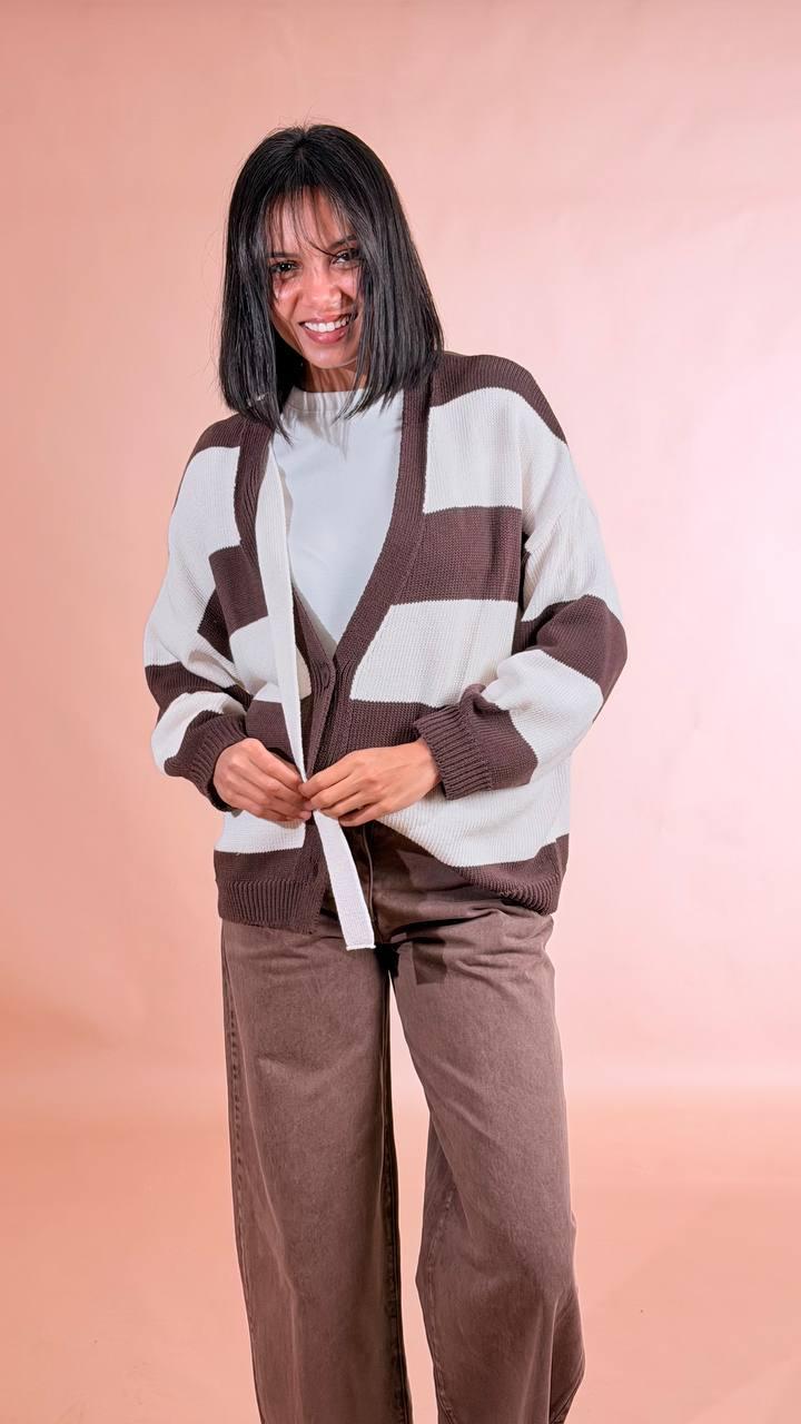HAVE ONE Cardigan rigato MFP-Q084 MORO 
