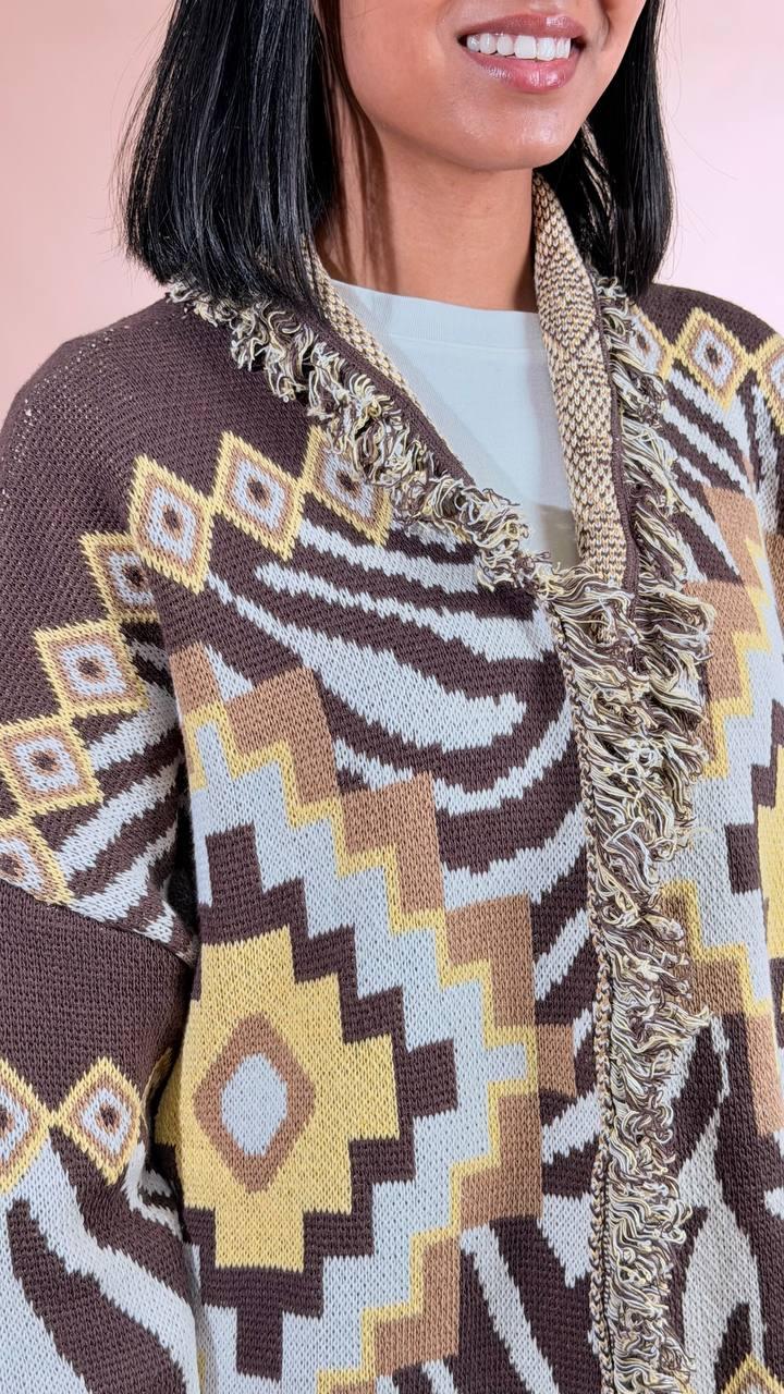 TENSIONE IN Cardigan zebra P6HMG25A414 MORO 
