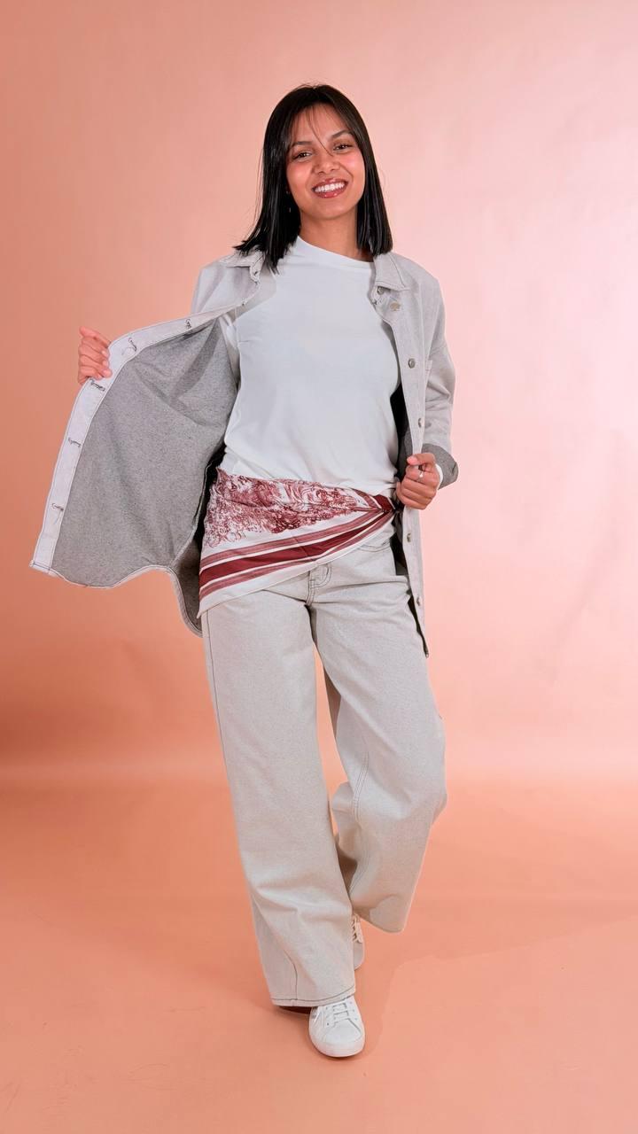 GLAMOROUS Camicia di jeans slavata AN5132 GRIGIO 
