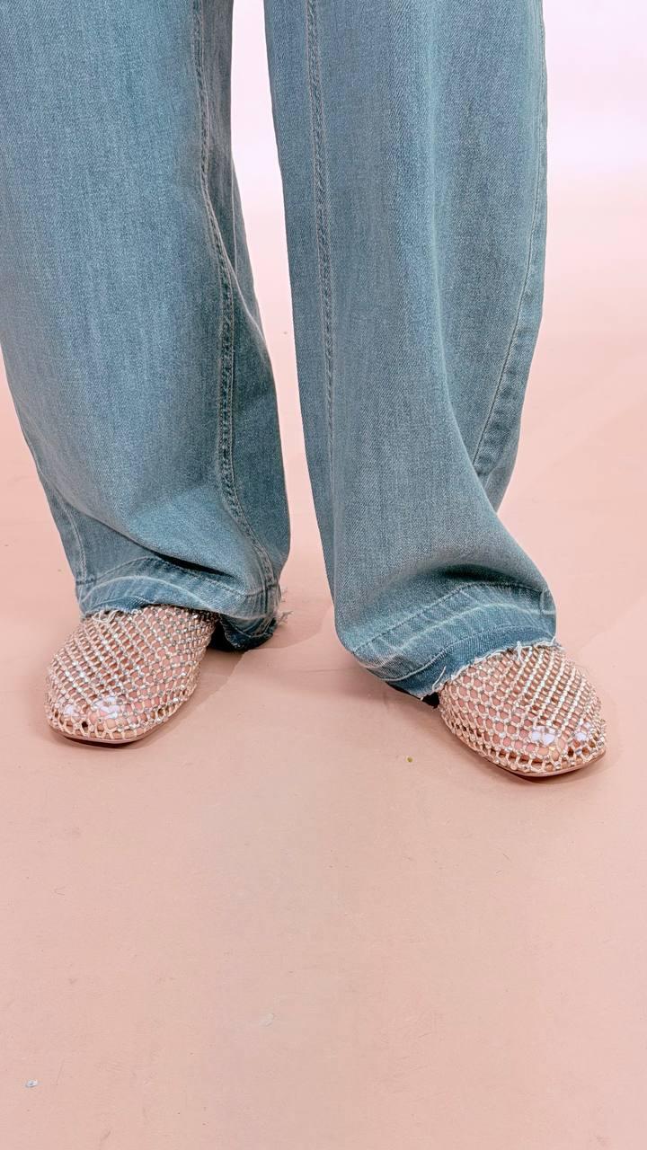 OVYE Ballerina in rete con strass VERNICA444 ORO 