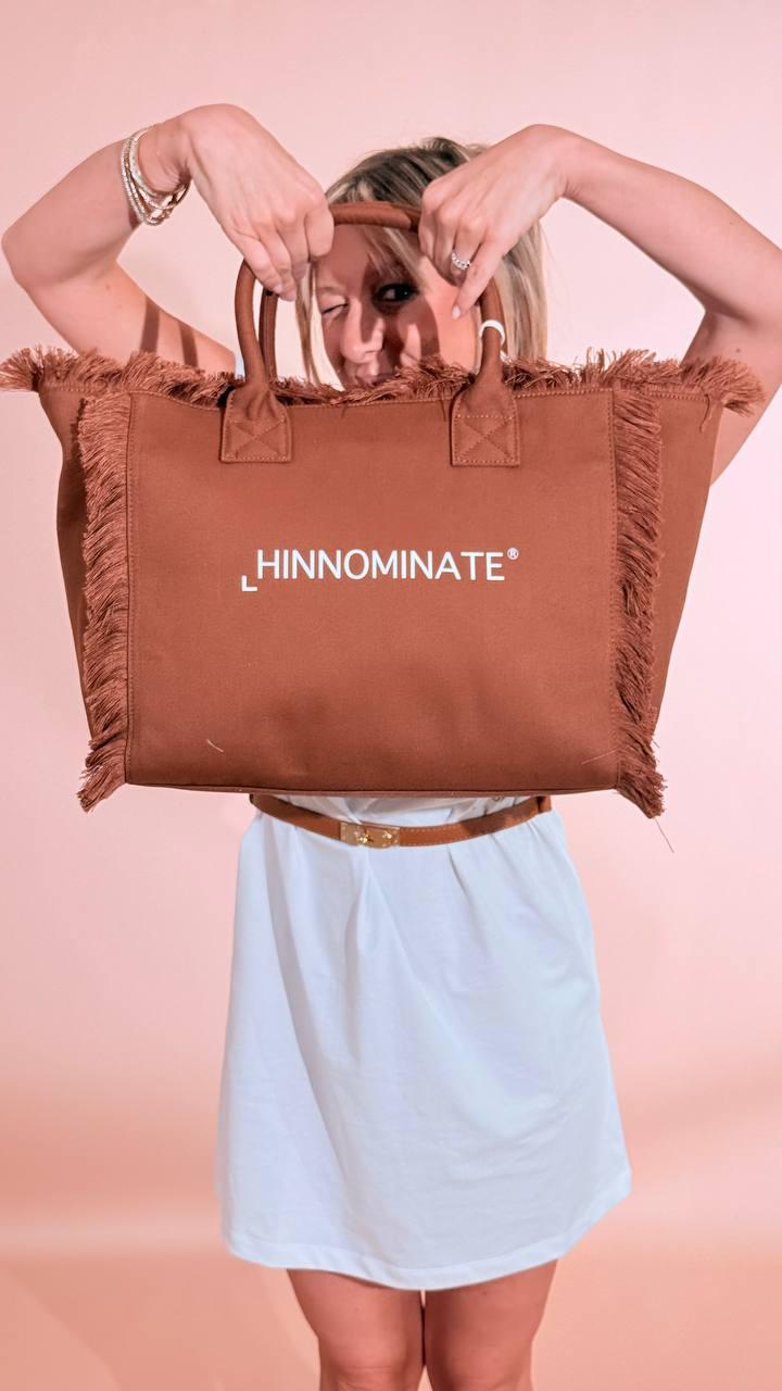 HINNOMINATE Borsa in canvas HMACW00170 CUOIO 