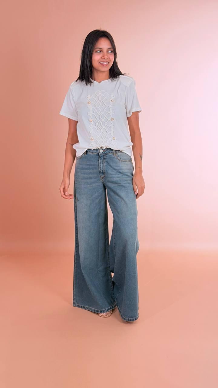 GODSAVEDENIM Pantagonna gamba ampia GEMMA DENIM 