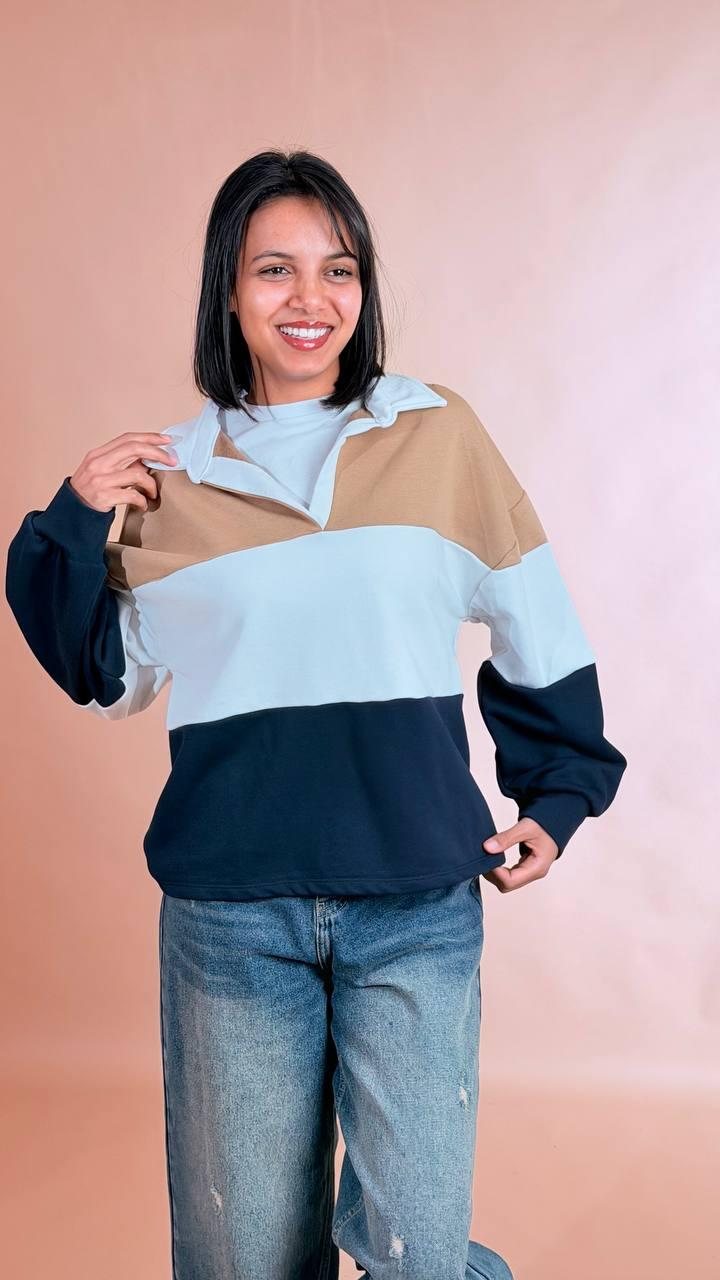 HAVE ONE Polo rigata FVS-Q034 BEIGE/BIANCO/BLU 
