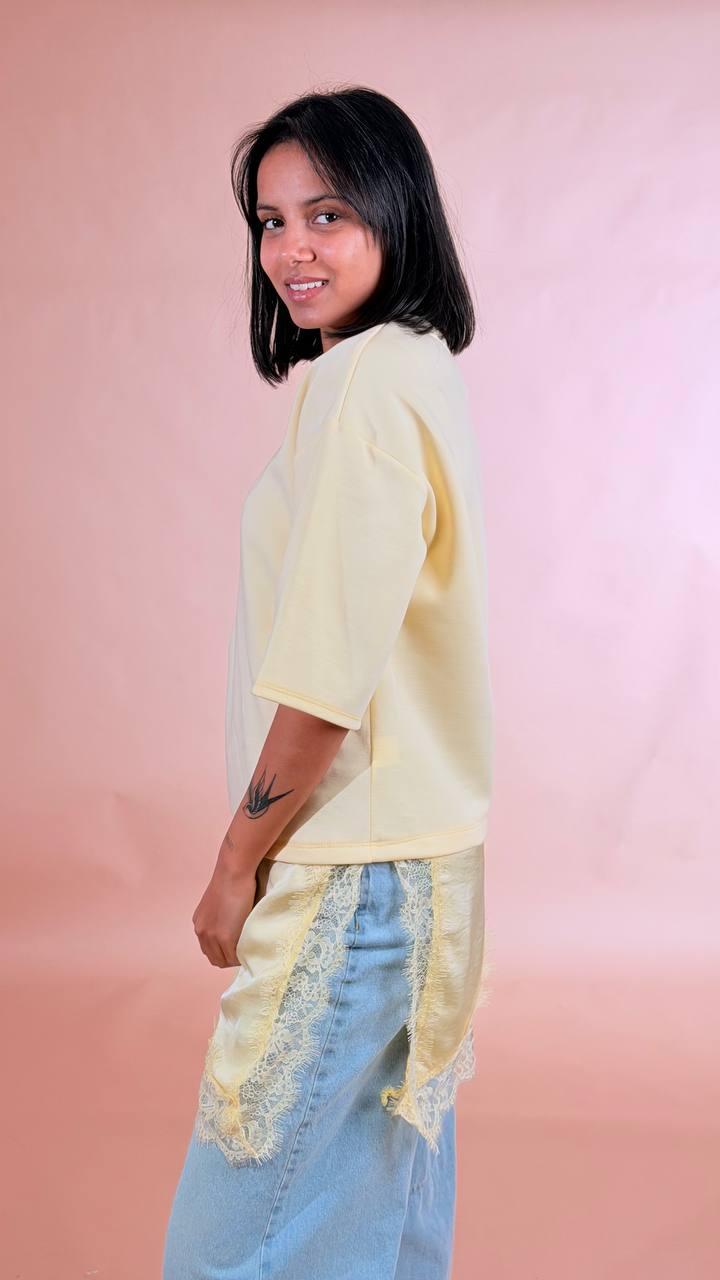 LEVA T-shirt pizzo trasversale 20060 GIALLO 