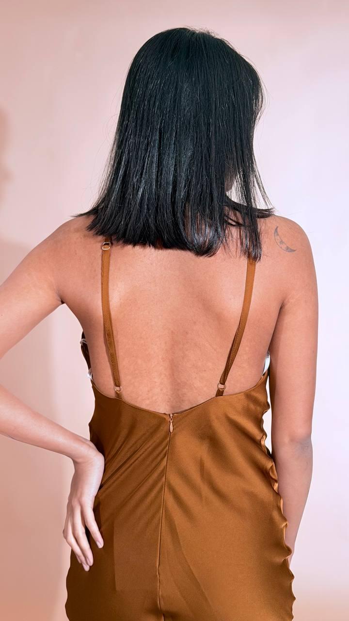 SILENCE Querida dress SLAB018 BORWN 