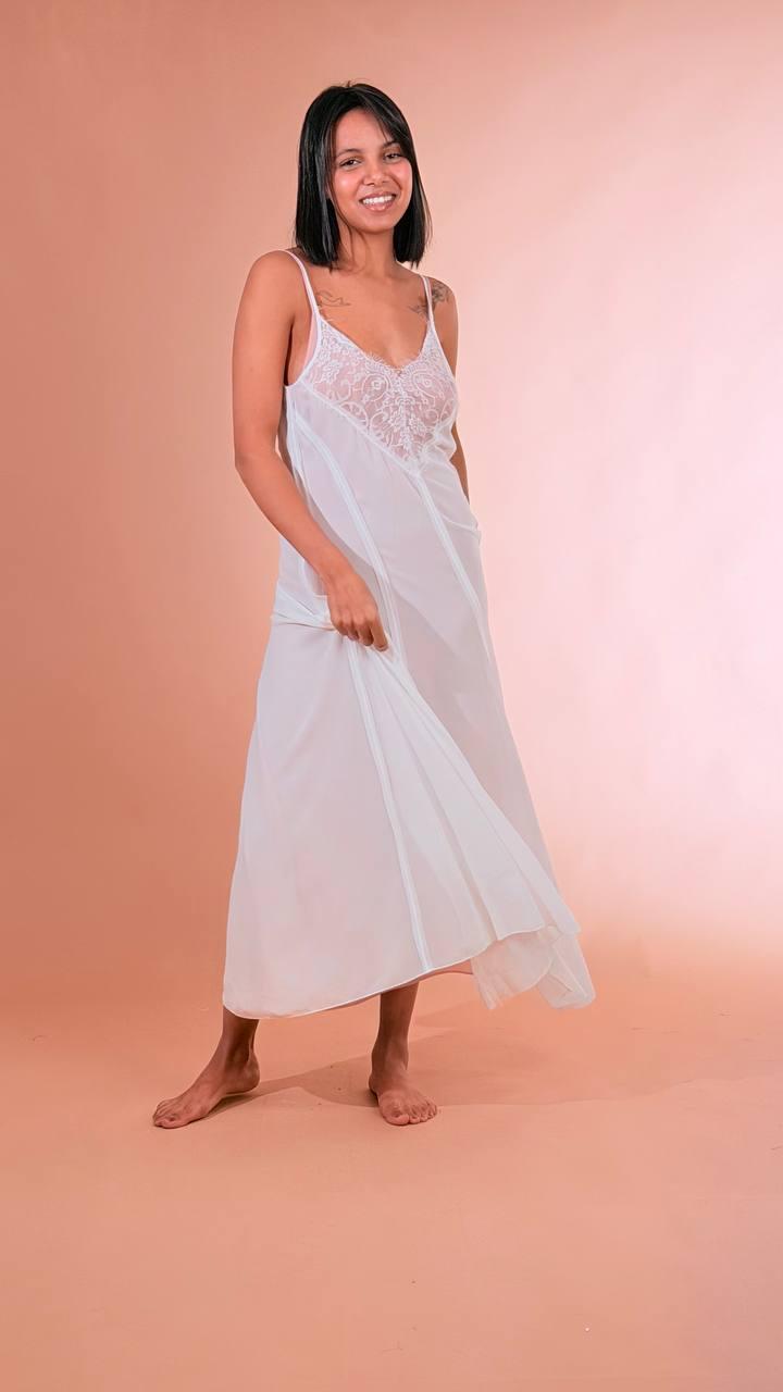 FRACOMINA Abito satin inserto pizzo FJ26SD3007W412G1 CIPRIAWHITE 