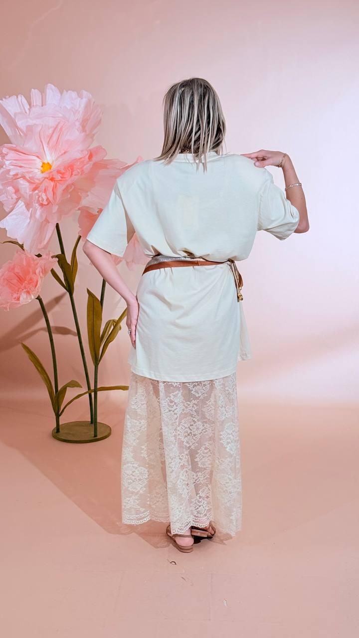 HAVE ONE Abito - t-shirt con pizzo AVS-Q082 CREMA 