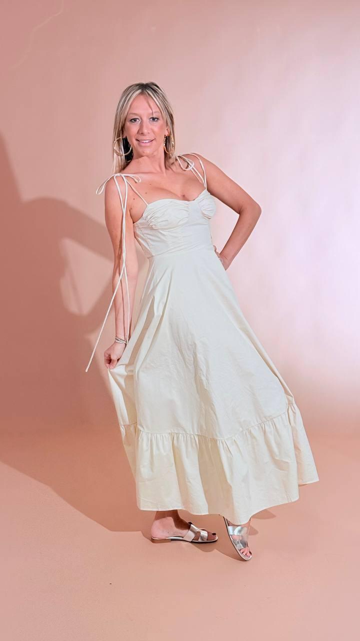 GLAMOROUS Abito midi con nastrini KA7275A CREMA 
