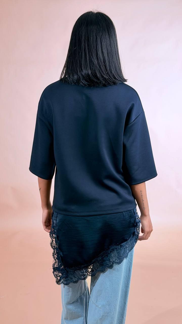 LEVA T-shirt pizzo trasversale 20060 BLU 