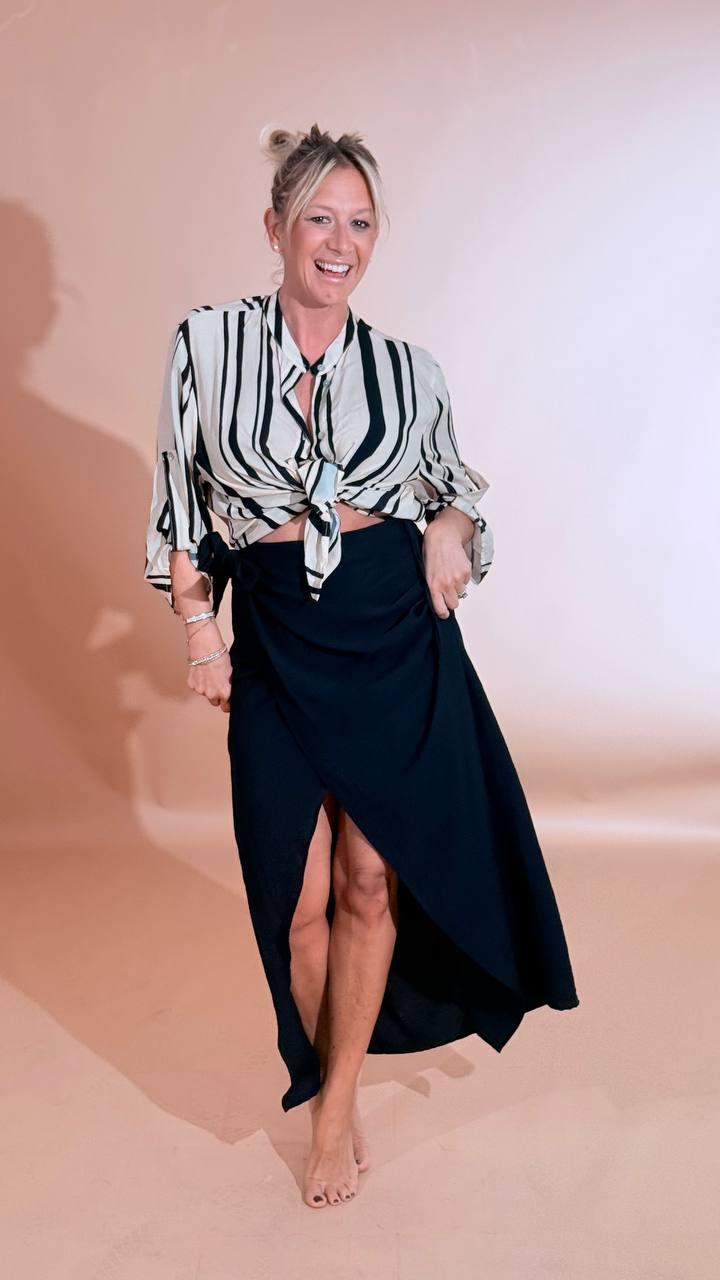 HAVE ONE Camicia rigata CMA-Q403 NERO 
