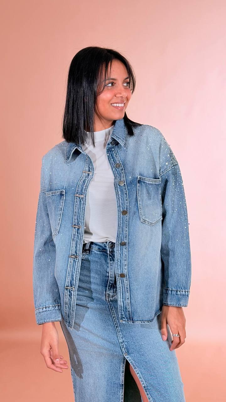 LEVA Camicia denim swarovski S6293 DENIM 