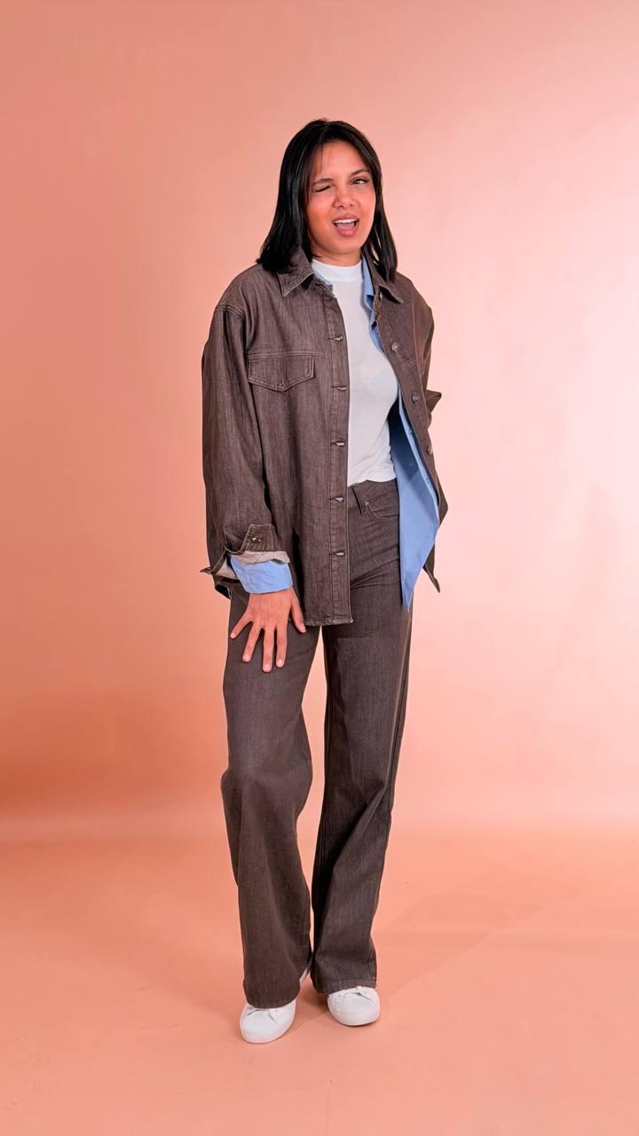 LEVA Denim tela tinta 50co41pyocel 9pl FX5203/A MARRONE 