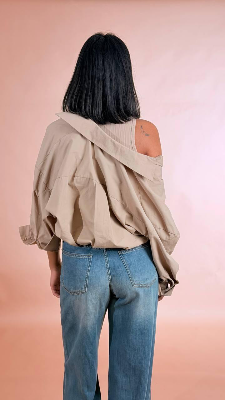 LEVA Camicia palloncino CHF8683 BEIGE 