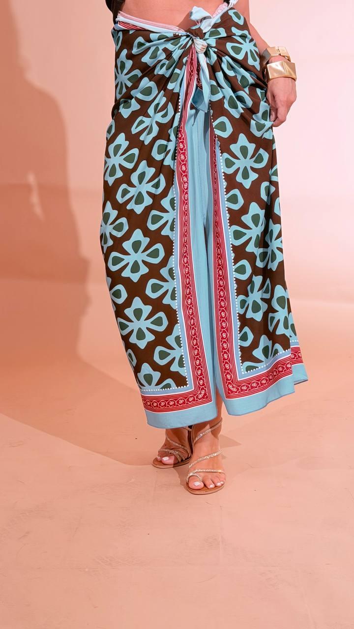 HAVE ONE "jungle" gonna pareo lunga GVS-Q210 AZZURRO 