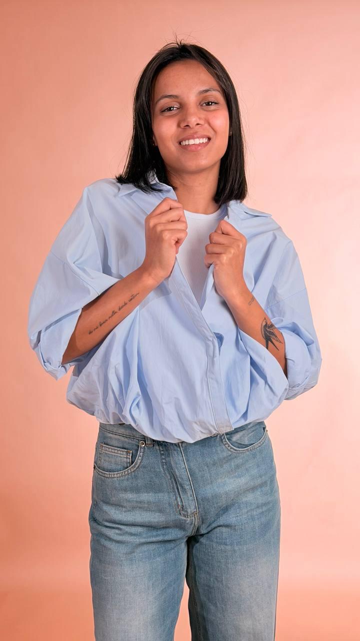 LEVA Camicia palloncino CHF8683 AZZURRO 
