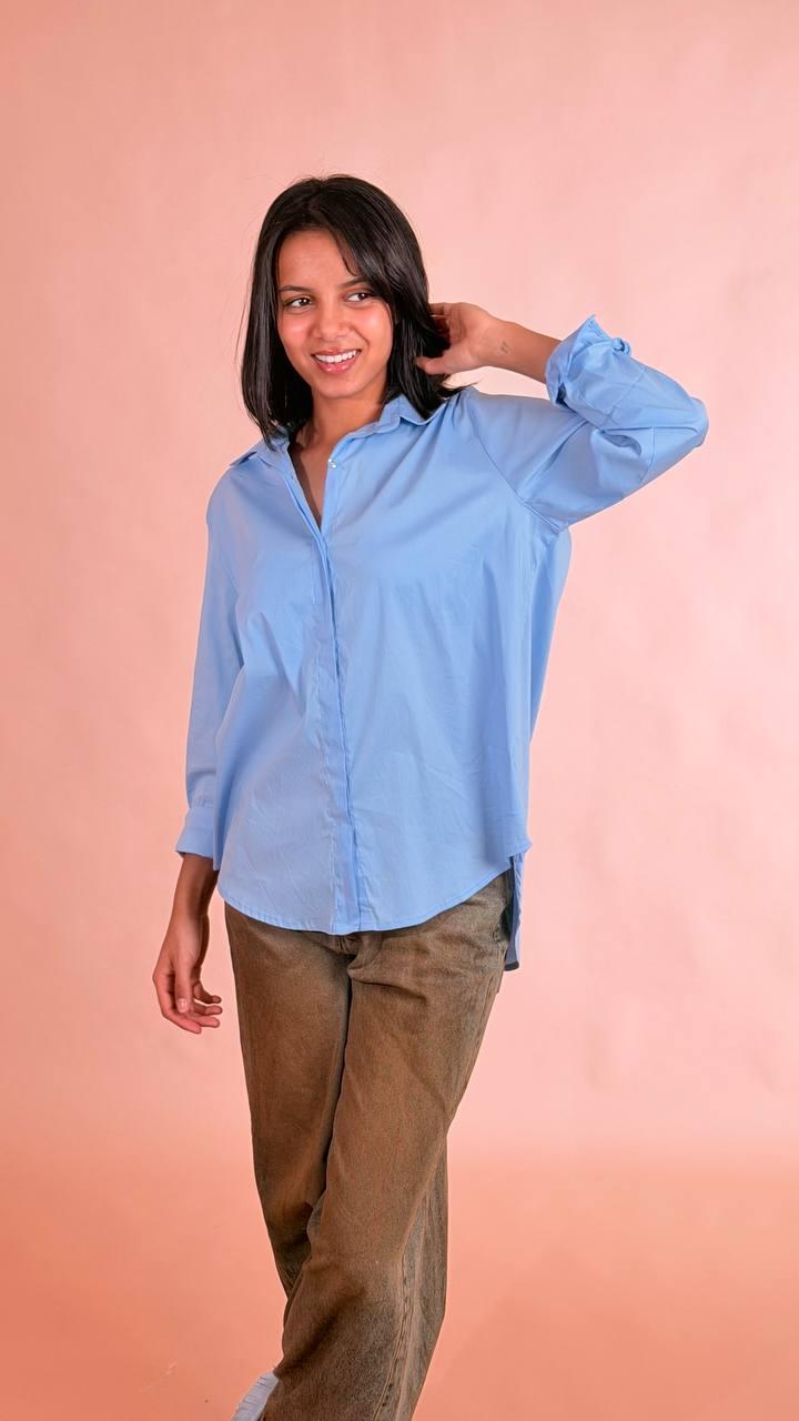 LEVA Camicia basica colorata 5503CA AZZURRO 