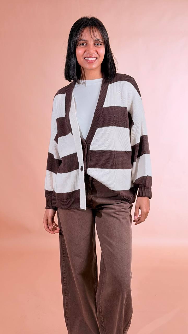 HAVE ONE Cardigan rigato MFP-Q084 MORO 