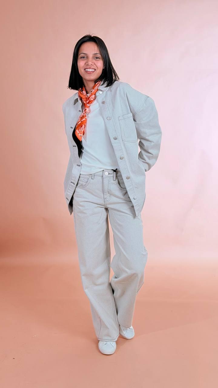 GLAMOROUS Camicia di jeans slavata AN5132 GRIGIO 