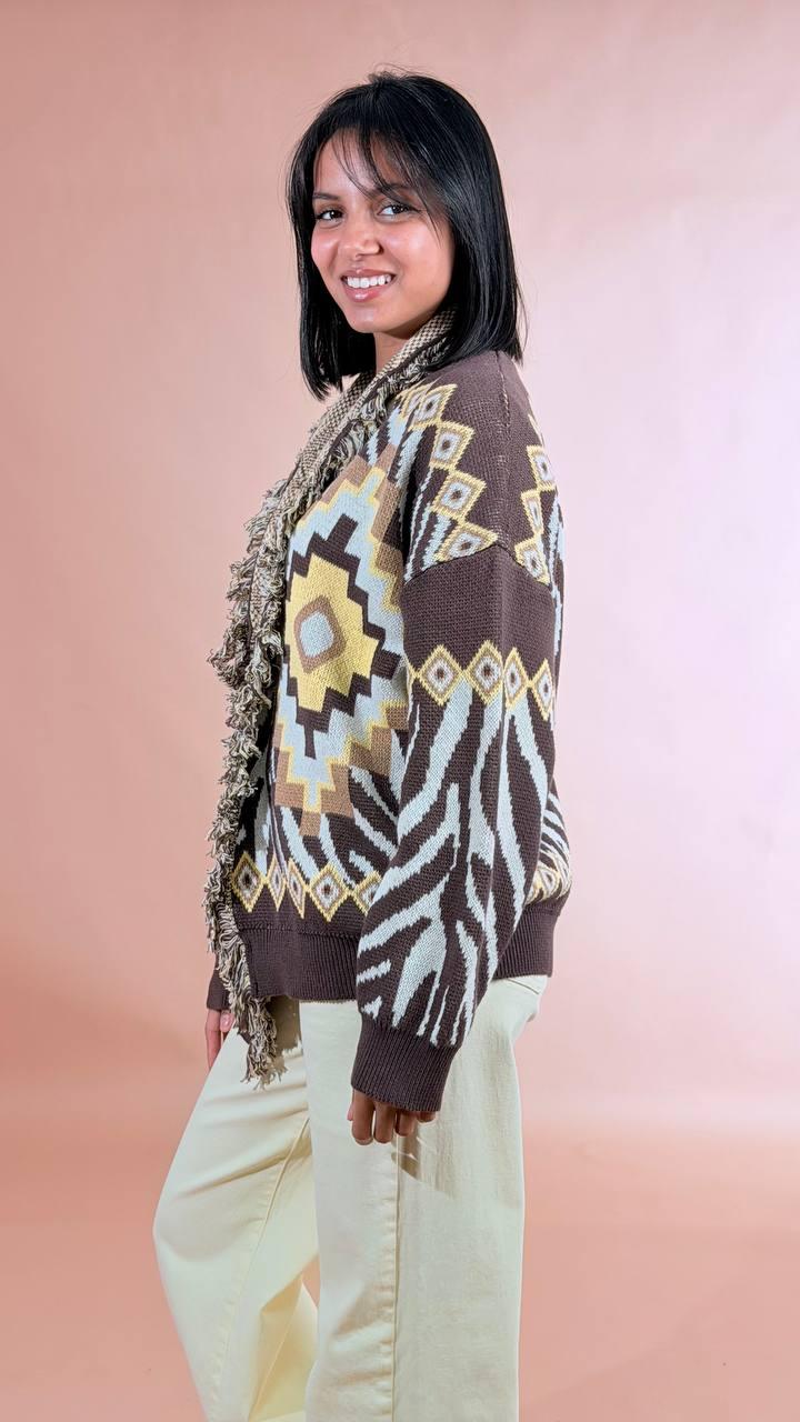 TENSIONE IN Cardigan zebra P6HMG25A414 MORO 