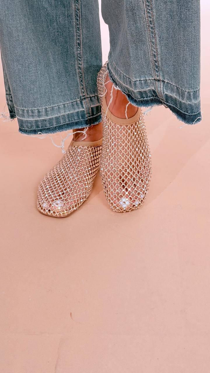 OVYE Ballerina in rete con strass VERNICA444 ORO 