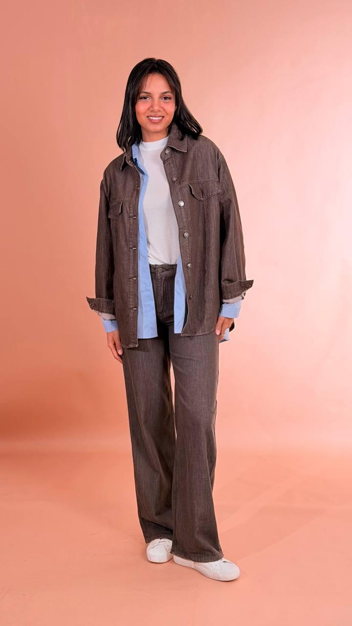 LEVA Camicia denim marrone 91co 9pl FX5201/A MARRONE 
