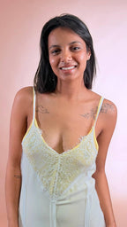 FRACOMINA Abito satin inserto pizzo FJ26SD3007W412G1 BANANAWHITE 