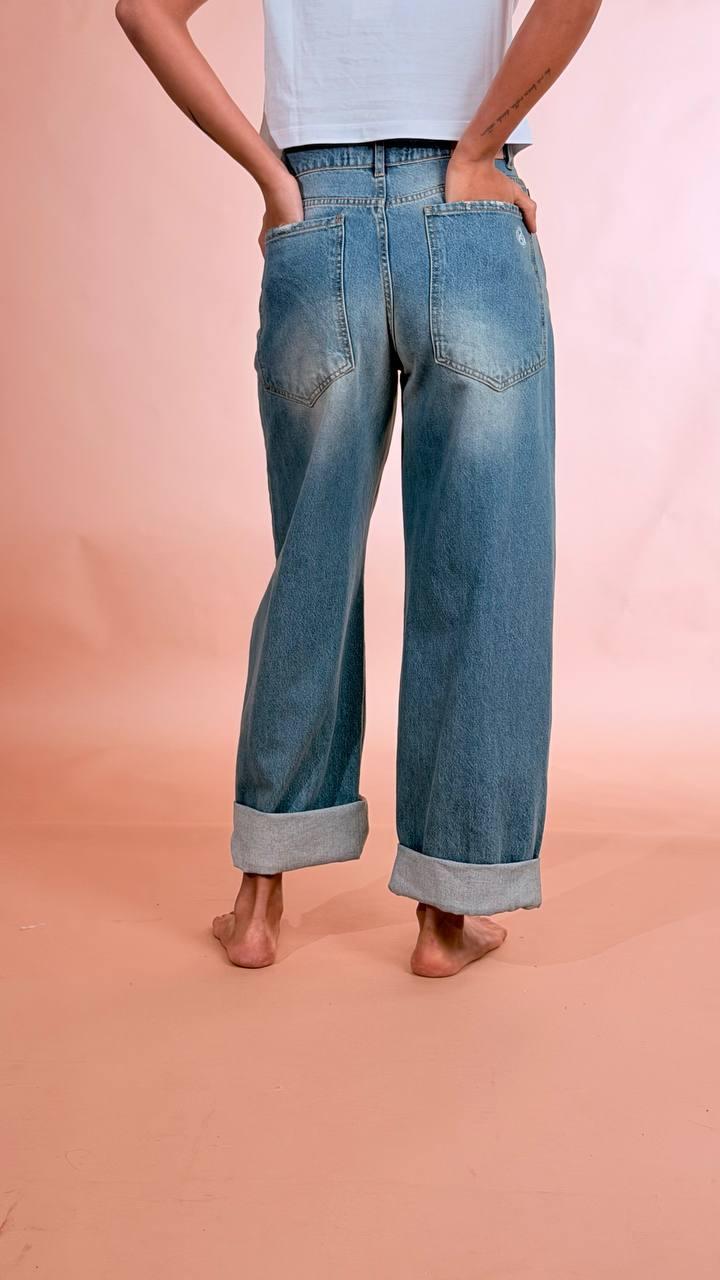 HAVE ONE Jeans stella con risvoltone e rotture PLS-Q042 DENIM 
