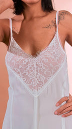 FRACOMINA Abito satin inserto pizzo FJ26SD3007W412G1 CIPRIAWHITE 
