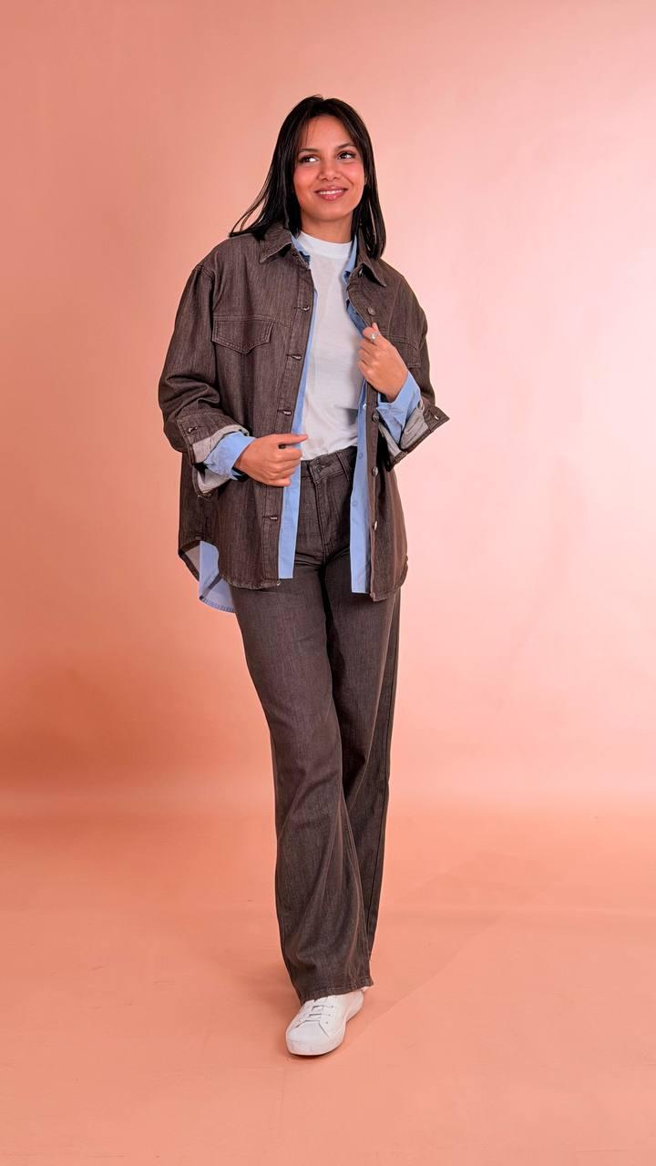 LEVA Camicia denim marrone 91co 9pl FX5201/A MARRONE 