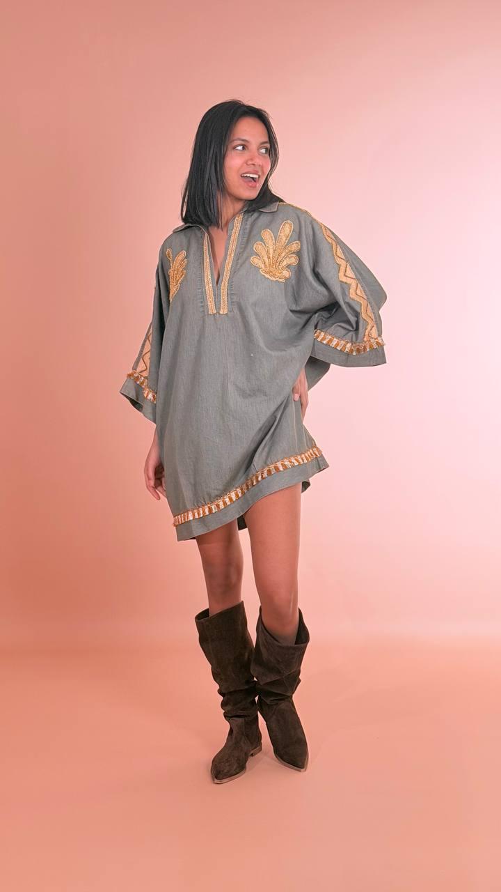 SOUVENIR Abito applicazioni A39P1178 DENIM 