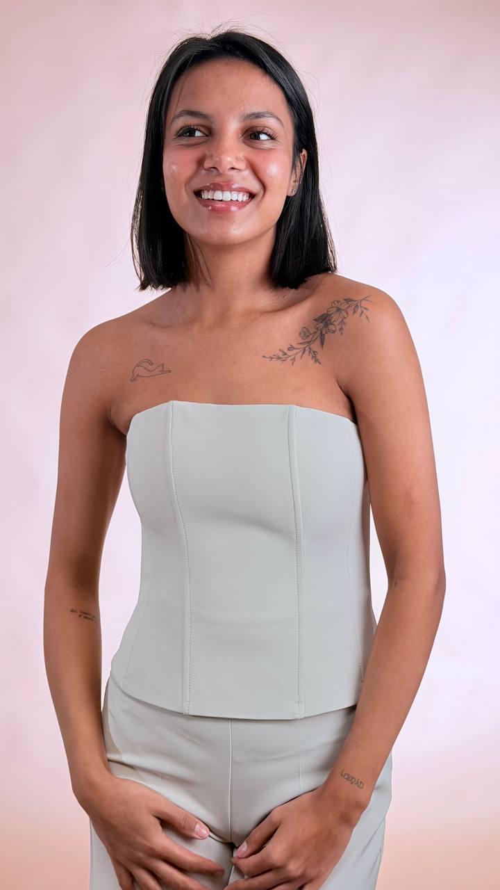 SILENCE Top corsetto BOU870 GREIGE 