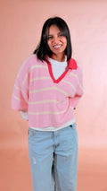 LEVA Polo in maglia rigata 100co YX25577 ROSA/GIALLO 