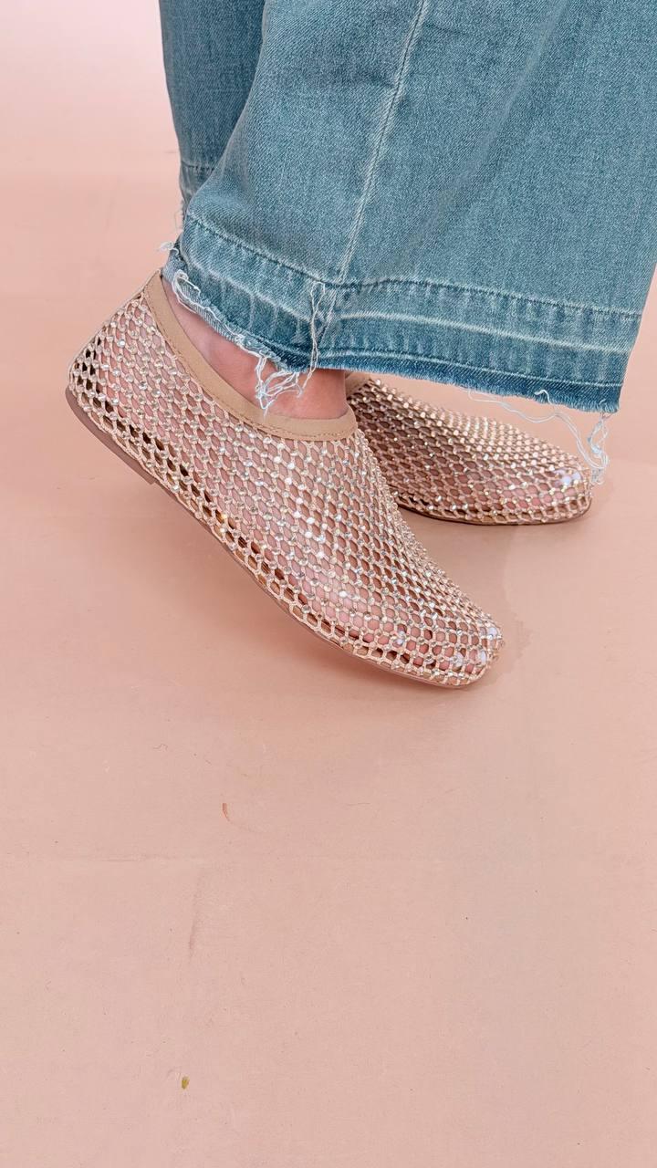 OVYE Ballerina in rete con strass VERNICA444 ORO 