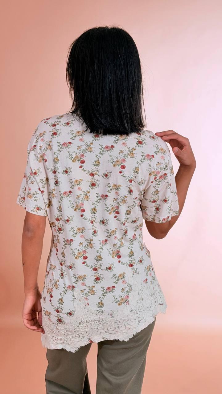 PHILIA LOFT T-shirt fiori pizzo D02E0747 ROSA 