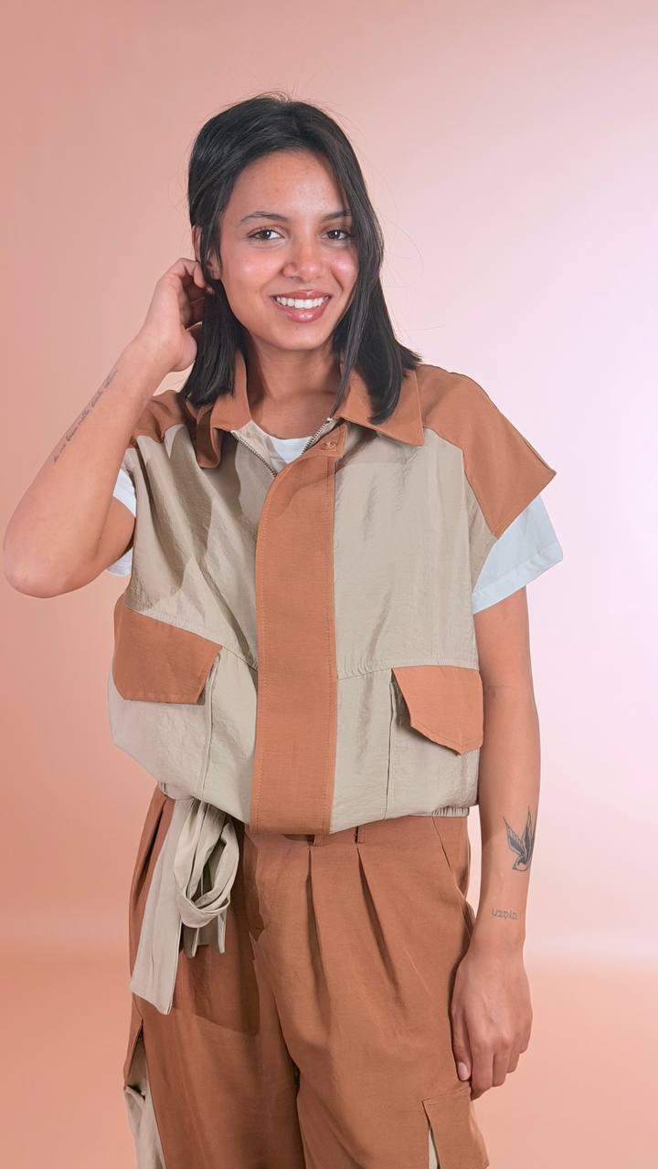 PHILIA LOFT Gilet safari D02E0975 CAMMELLO 