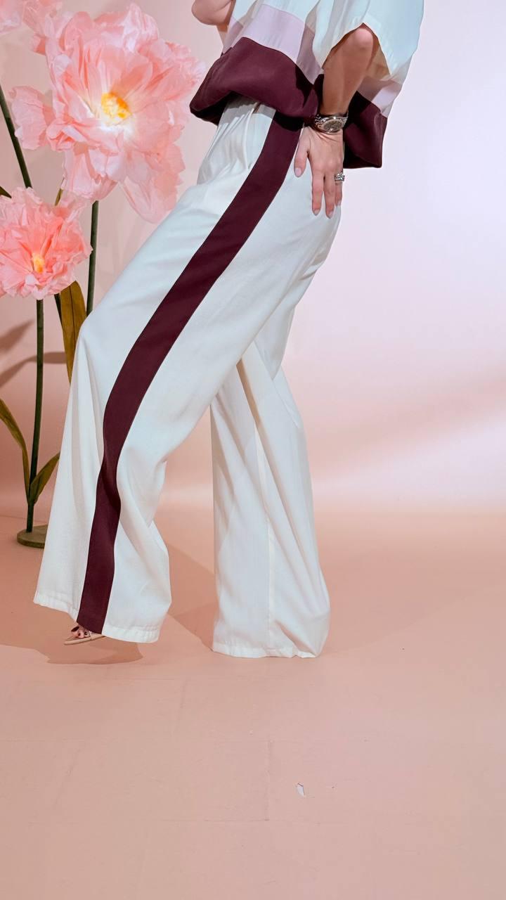 MOTEL Maglia zip + panta elastico 26M4846 AVORIO/BORDEAUX/ROSA 