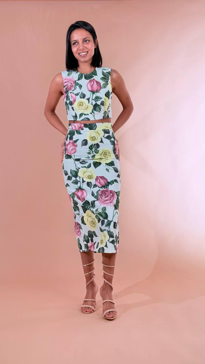 SILENCE Completo loungette + top fiori SD3013FNT MULTICOLOR 