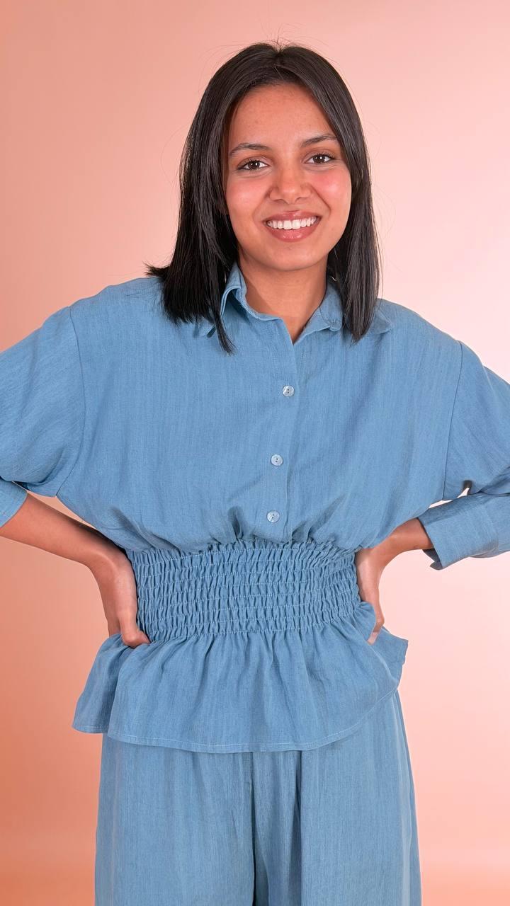 HAVE ONE Camicia con elastico in vita CMA-Q242 DENIM 