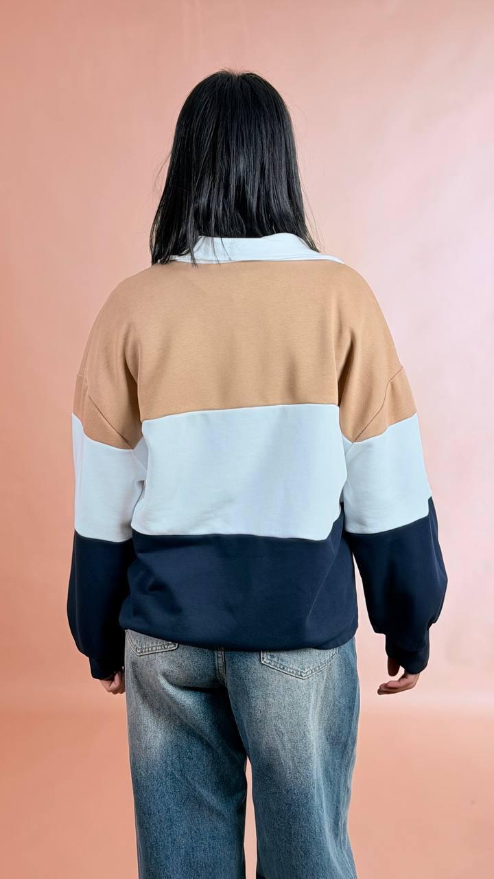 HAVE ONE Polo rigata FVS-Q034 BEIGE/BIANCO/BLU 