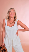 GLAMOROUS Top balze gessato AN5507 CREMA 