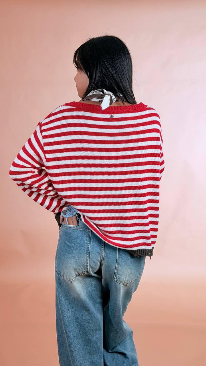 PHILIA LOFT Maglia rigata con bandana 50%co 50%pc F02E0511 ROSSO 