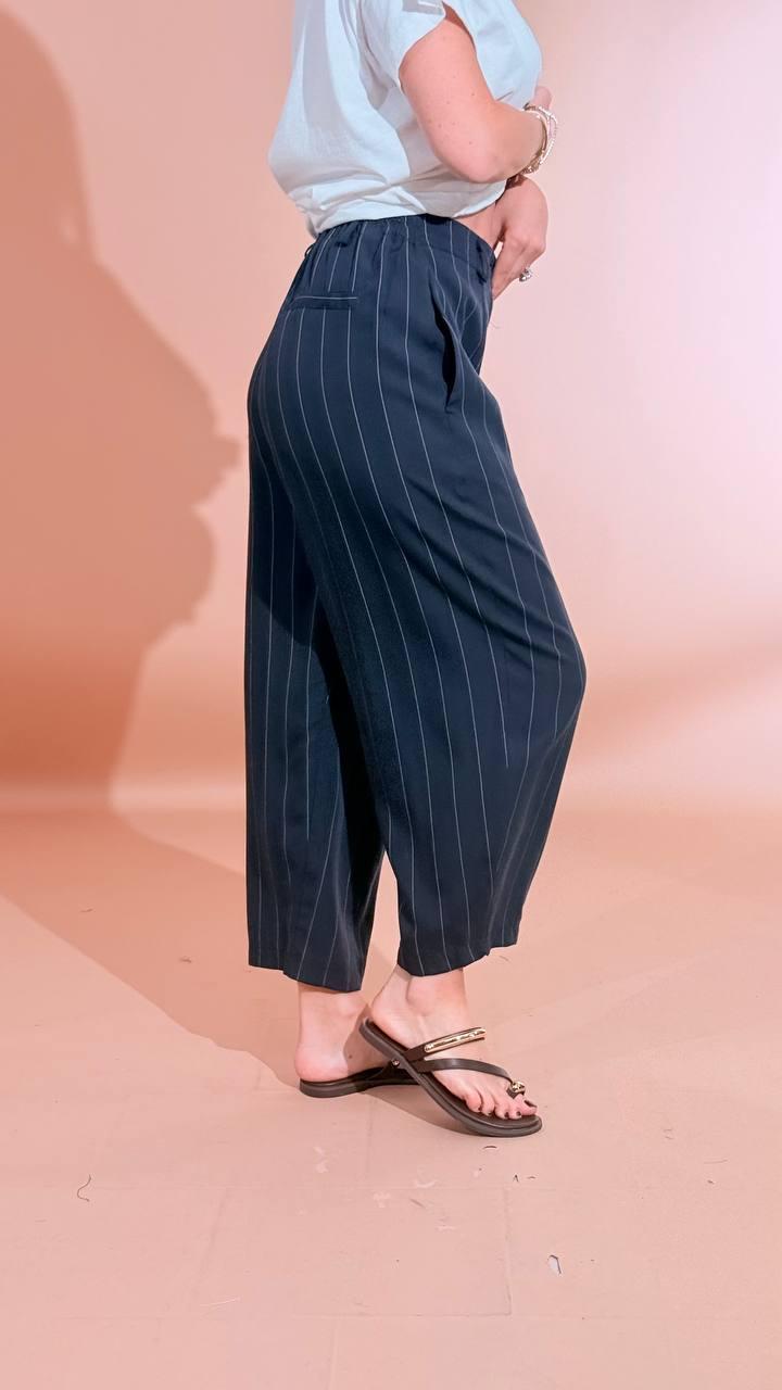 LEVA Pantalone baloon gessato P1552 BLU 