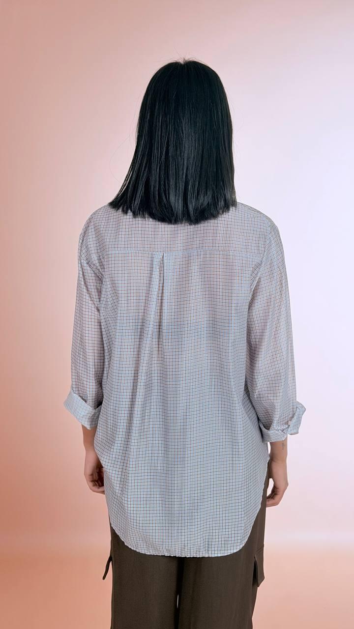 HAVE ONE Camicia check CJK-Q088 AZZURRO 