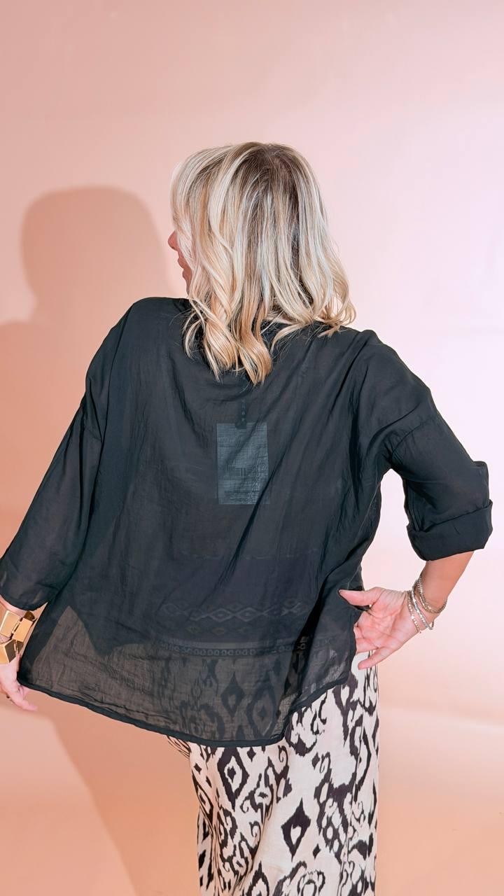 HAVE ONE "must" camicia cotone CFL-Q387 NERO 
